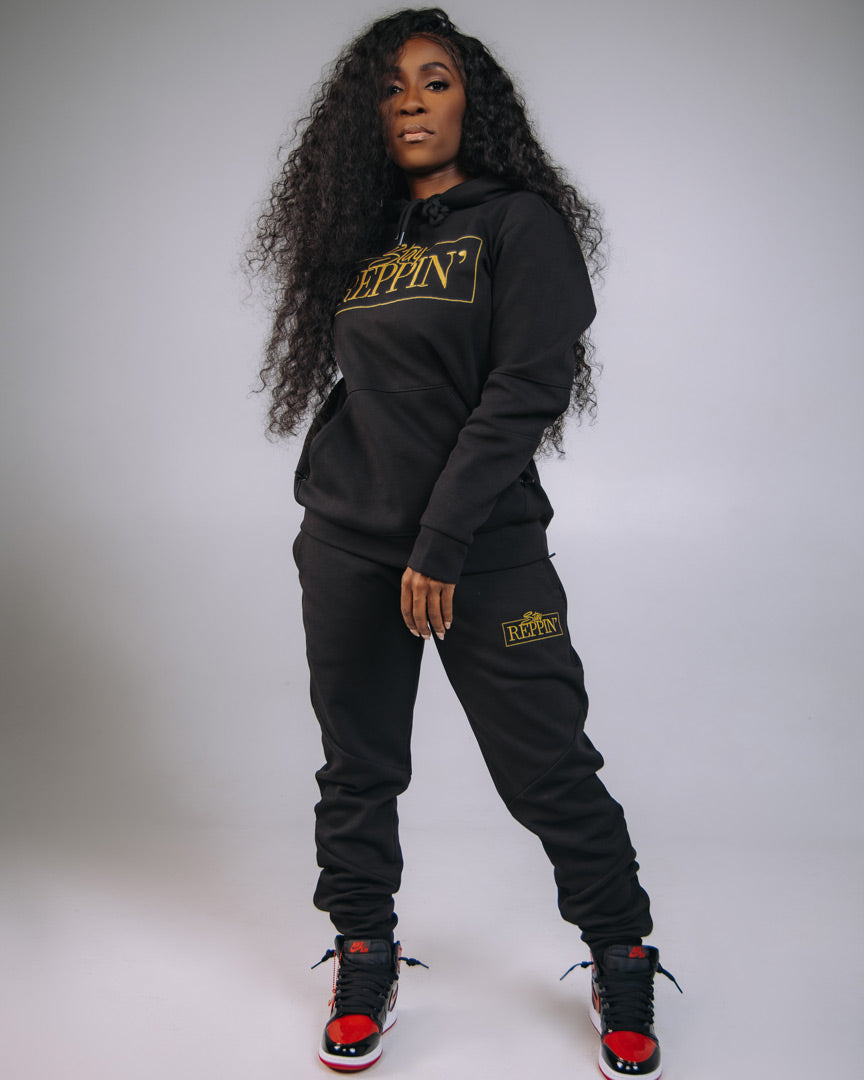 Women's “Stay Reppin'” Jogger Set – BLACK – Colie's Compass